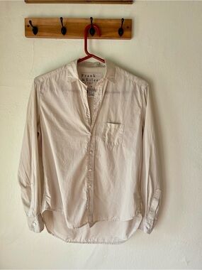 Frank & Eileen Eileen Relaxed Boyfriend Button Up Shirt Beige Cotton Sz XS